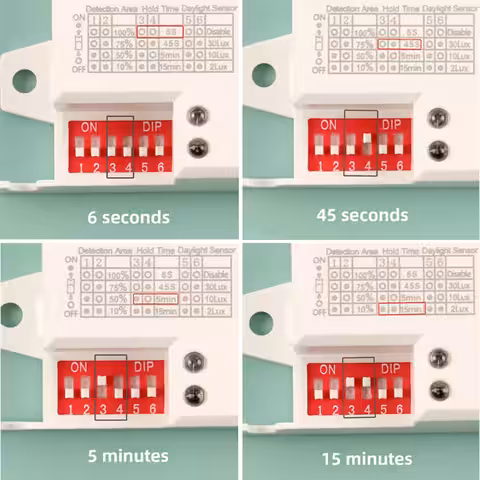 Kontroller för att justera sensor: avstånd, omgivningsljus och tid