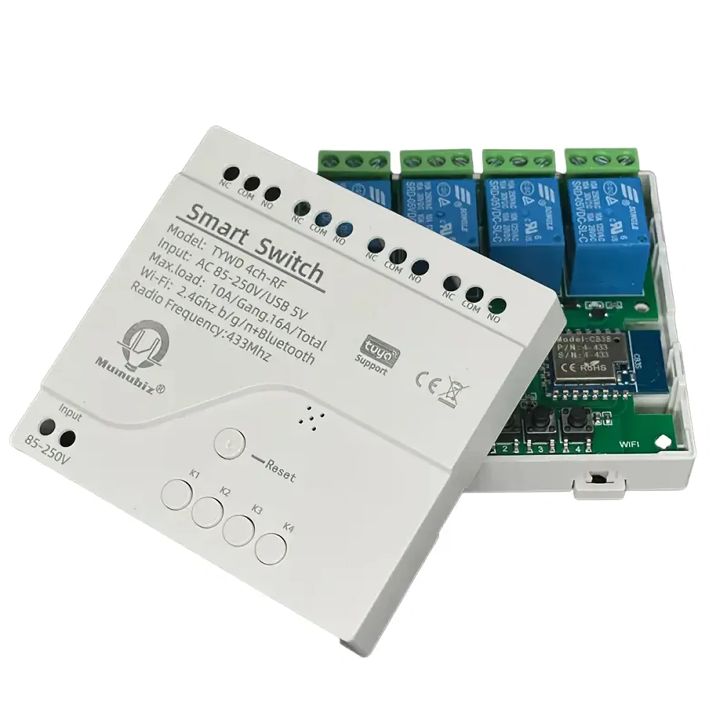 Releu Inteligent WiFi 4 Canale – Comutator Smart Tuya 220V cu Control de la Distanță