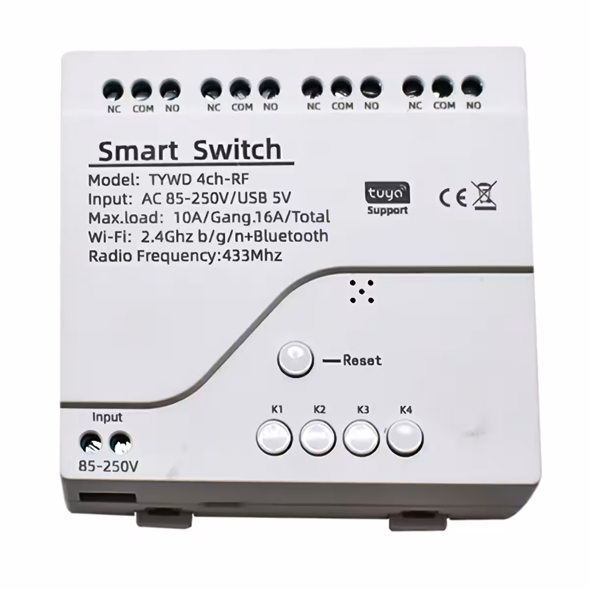 Vedere frontală modul releu WiFi Imagine clară a feței modulului releu inteligent WiFi