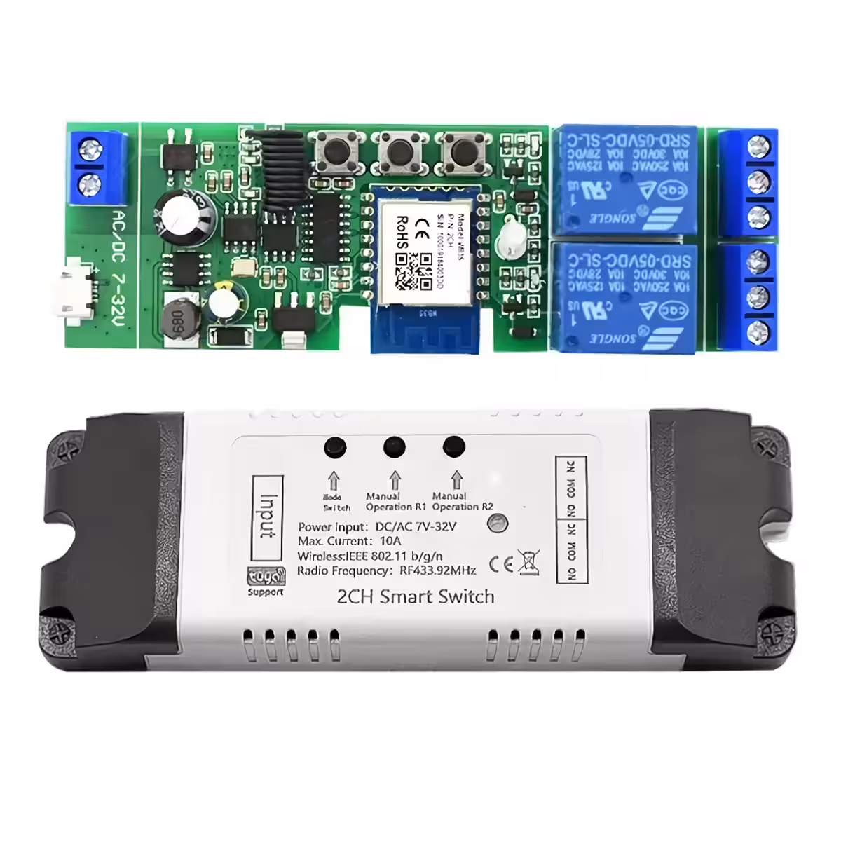 Modul releu inteligent WiFi cu 2 canale, tensiuni 5V, 12V și 24V