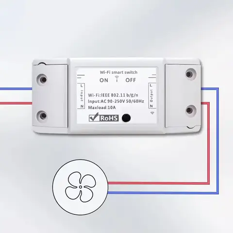 Schiță montaj releu wireless WiFi Diagramă detaliată pentru montajul releului wireless cu conexiuni electrice și WiFi