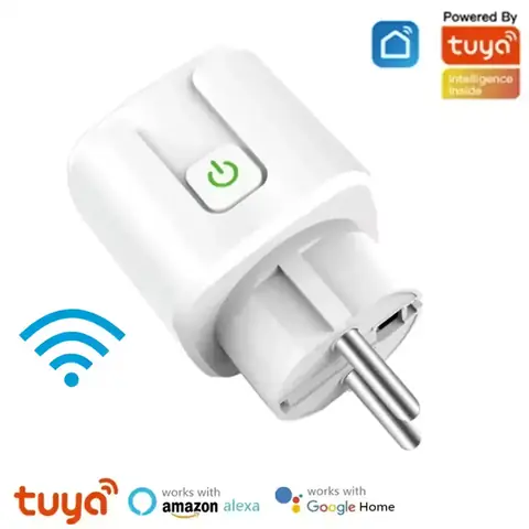 Priza inteligentă WiFi cu contor - vedere generală Priză smart WiFi de 20A cu funcție de monitorizare consum - vedere din față