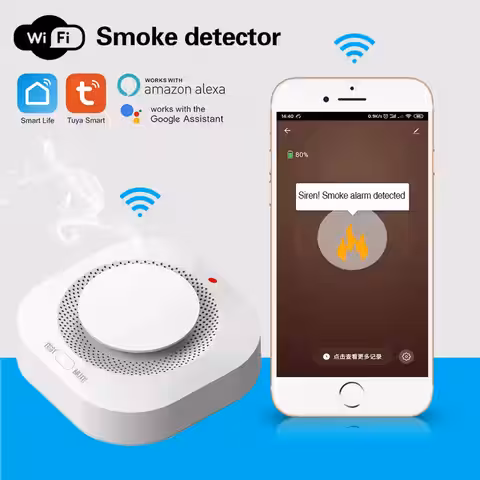 Detector inteligent de fum pentru casă Senzor inteligent de fum cu notificări pe telefon mobil
