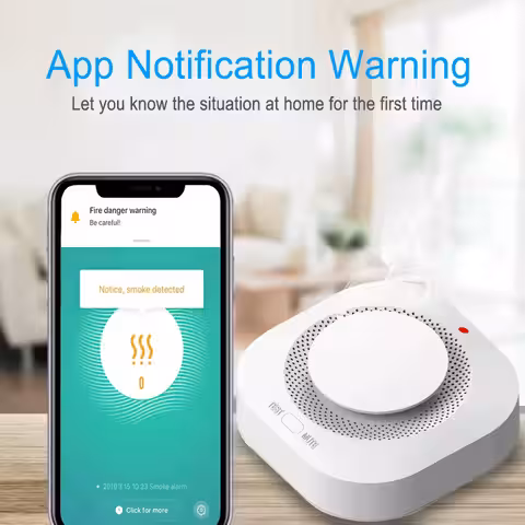 Alarmă de fum wireless cu conectivitate Tuya Detector wireless de fum cu alerte în timp real prin aplicație