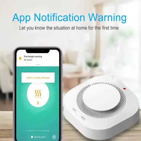 Senzor detektoru kouře požární hlásič tuya bezdrátové chytré domácí wifi