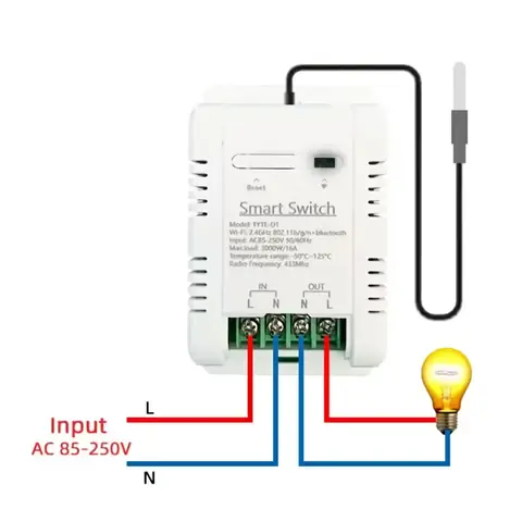 Schiță conexiuni termostat WiFi Smart Diagrama conexiunilor pentru termostatul wireless cu senzor de temperatură