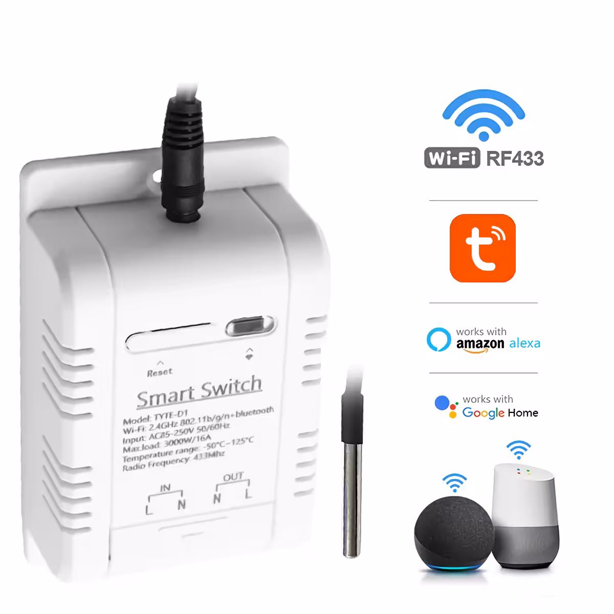 Termostat inteligent WiFi cu senzor de temperatură Termostat inteligent wireless cu senzor de temperatură pentru controlul casei