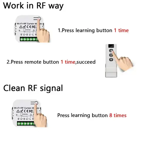 Modul WiFi + RF – Detalii tehnice Prim-plan cu detaliile modulului smart pentru control rulouri și perdele