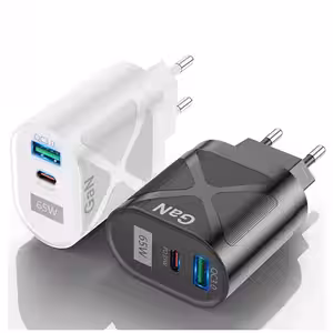 Încărcător GaN 65W cu porturi USB-C și USB-A pentru Apple și Samsung