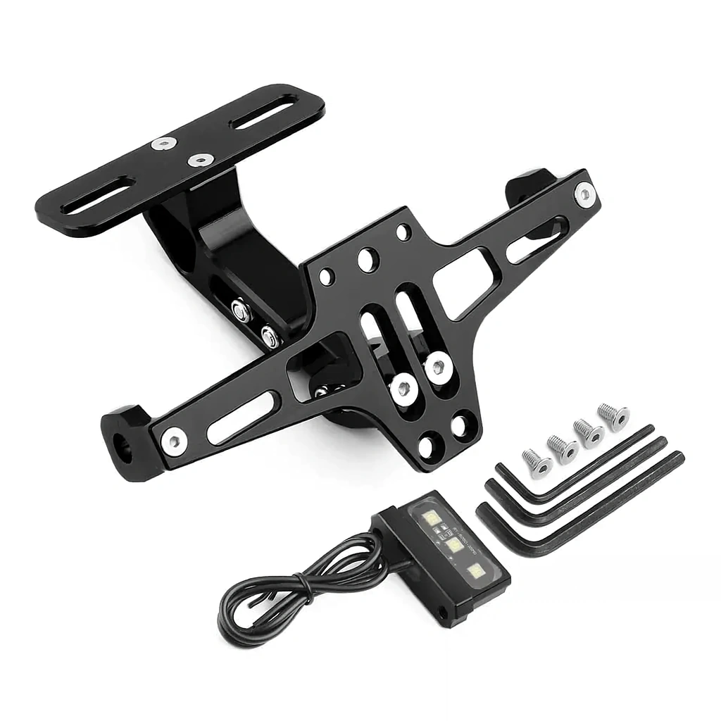 Sklopný držák SPZ moto s LED, univerzální sportovní