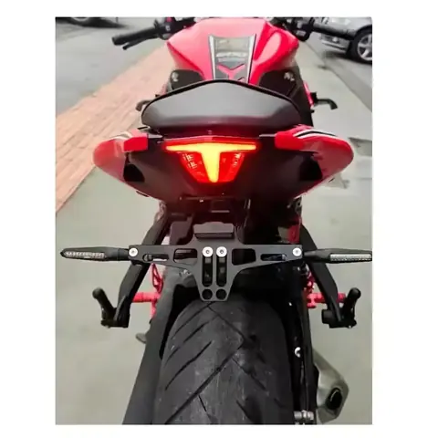 Skládací držák SPZ na motocykl univerzální sportovní LED registrace motocyklu