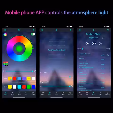 Bilar med LED som lyser i takt med musiken