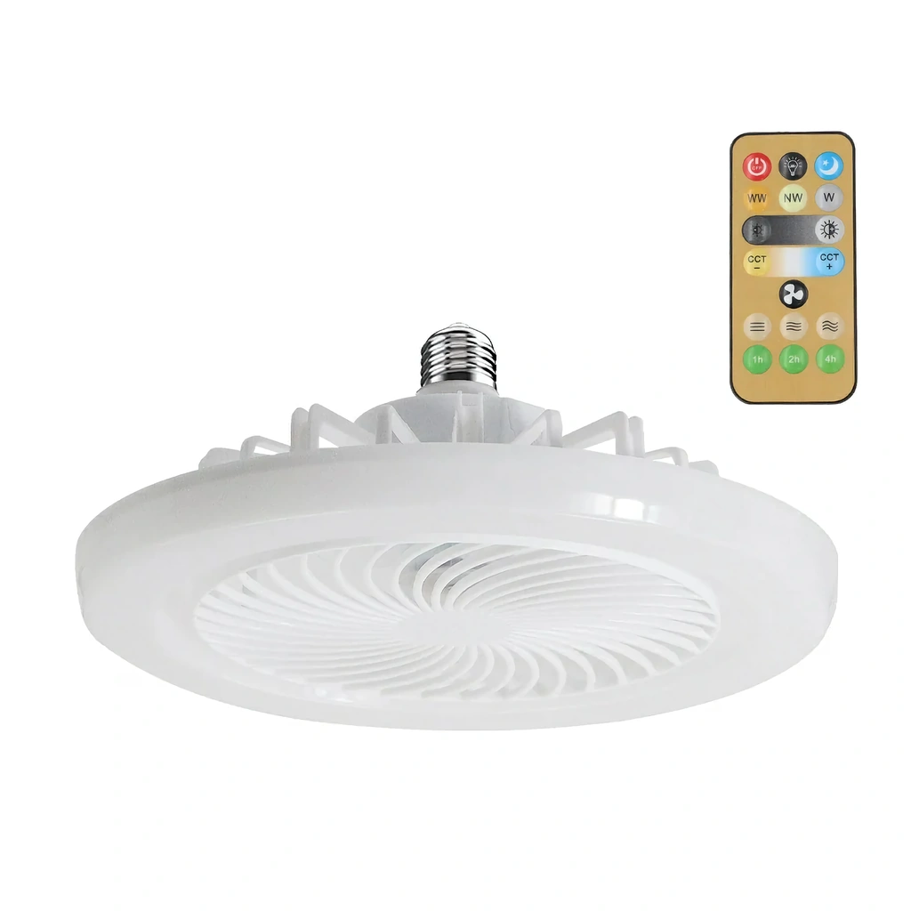 Ventilator Tavan Alb cu Telecomandă și Lumină LED Dimabilă – Interior & Terasă