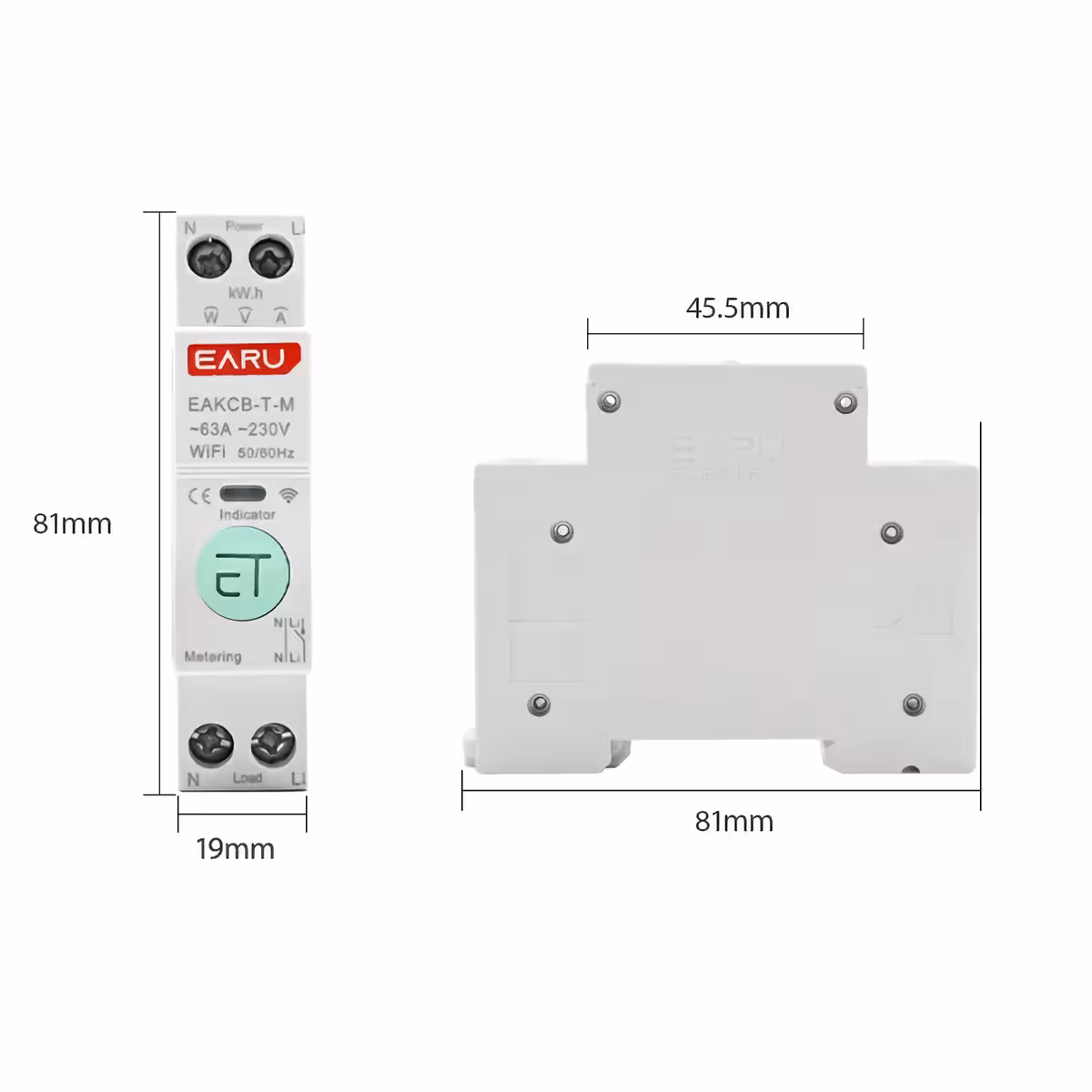 Contor electric cu capac de siguranță Vedere laterală a contorului electric cu protecție pentru bornele de conectare