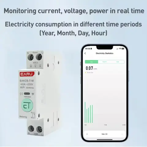 Jednofázový elektroměr bezpečnostní relé přepěťová ochrana wifi tuya smart life