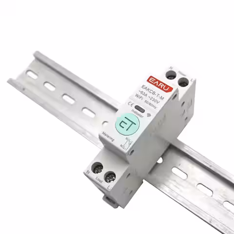 WiFi-elmätare monterad på DIN-skena i elpanelen