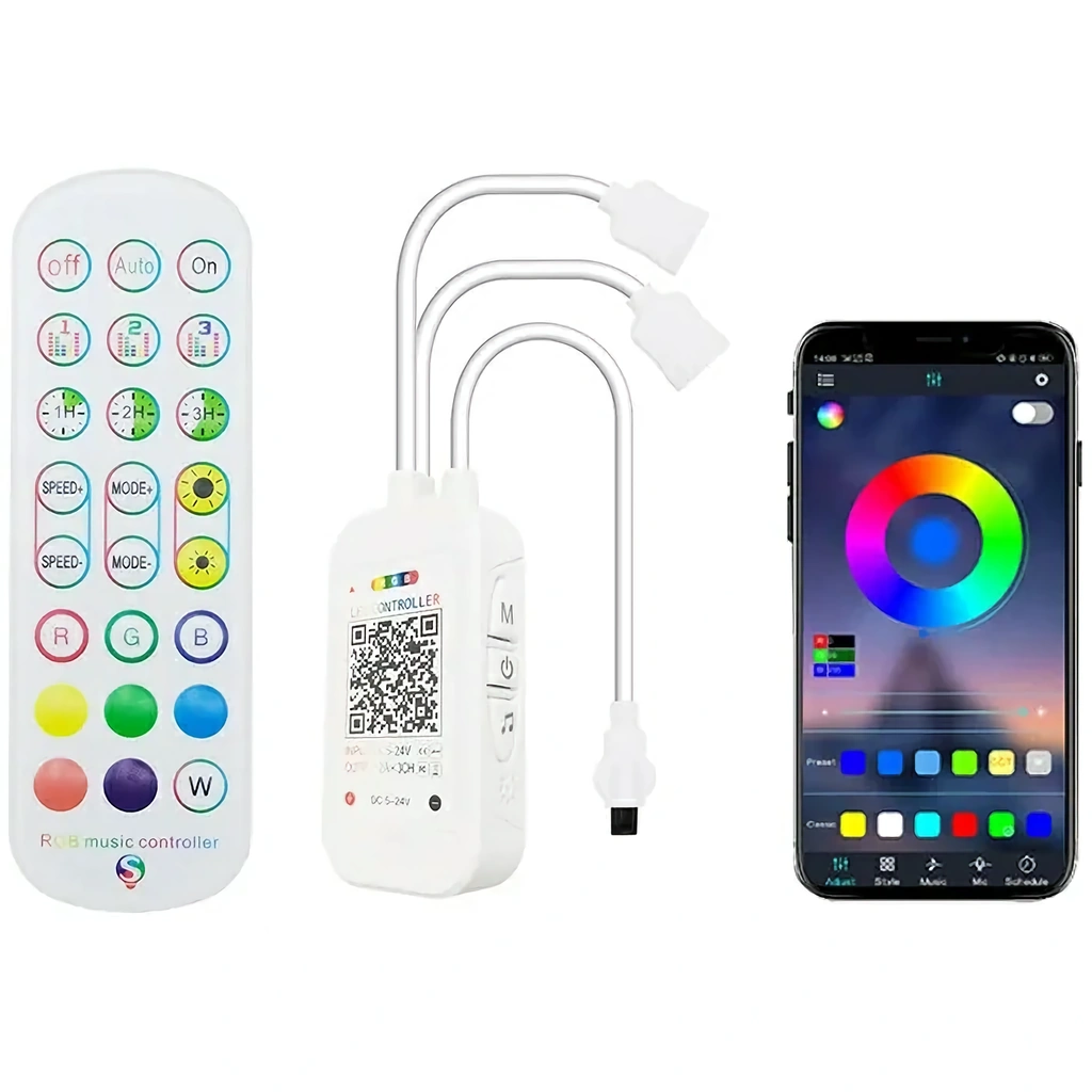 WiFi Smart контролер за LED RGB лента Tuya с дистанционно, димер и музикален контрол