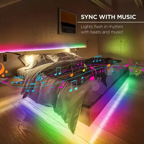 Bandă LED sincronizată cu muzica Efecte luminoase dinamice în funcție de ritmul muzicii