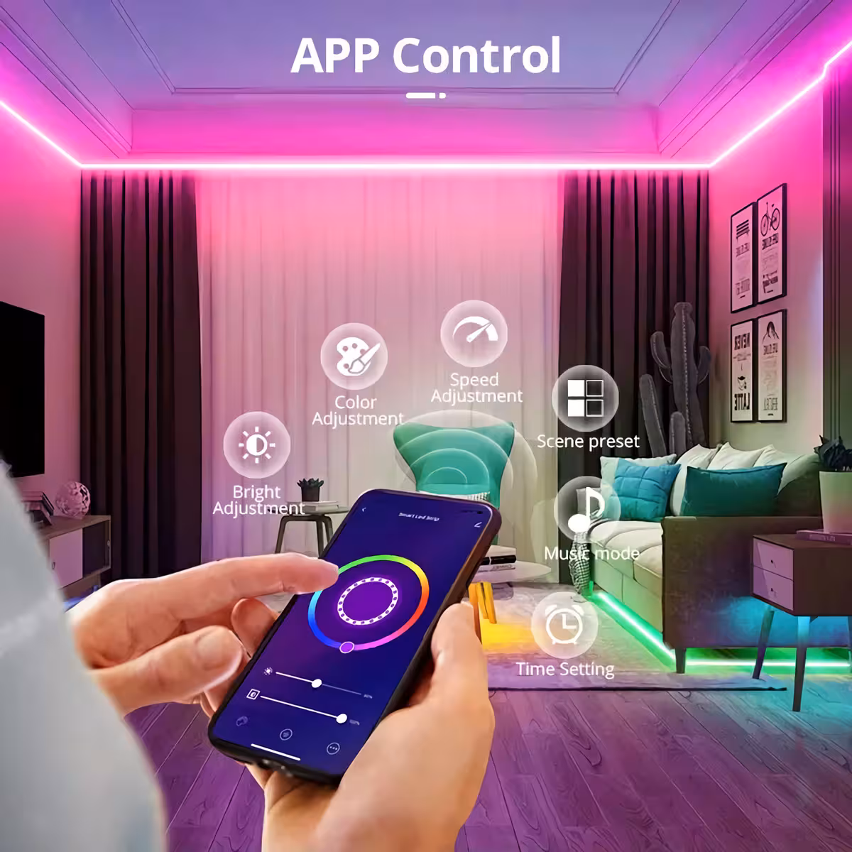 Controller LED cu modul muzical Controller LED sincronizat cu muzica, perfect pentru petreceri și atmosferă vibrantă