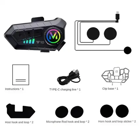 Komunikační systém přilby na motocykl s interkomem s Bluetooth 5.3 1000mAh