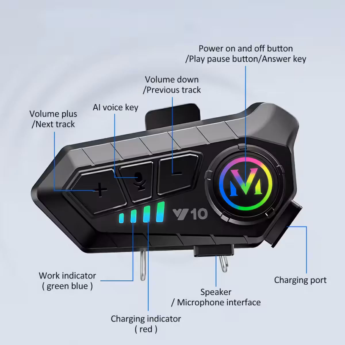 Buton pentru asistent vocal pe intercom moto Buton pentru activare asistent vocal pe intercom casca moto