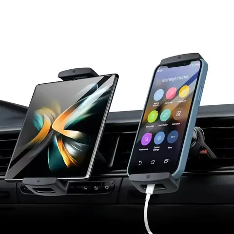 Suport tabletă auto cu prindere pe grilă ventilație 7-12 inch Suport auto ajustabil pentru tablete 7-12 inch, fixare pe grilă ventilație