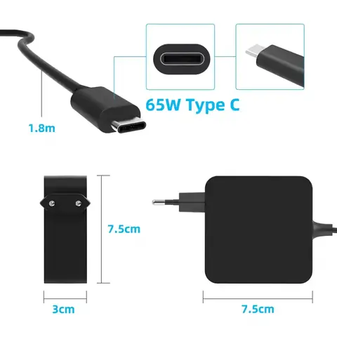 Încărcător USB-C compatibil Dell, Lenovo Încărcător laptop USB-C pentru Dell, Lenovo, Asus, HP