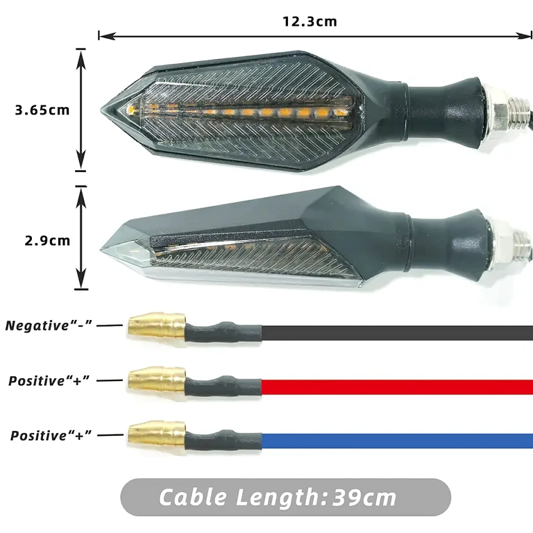 3 vezetékes csatlakozású irányjelzők Fekete, kék és piros vezetékkel ellátott irányjelző