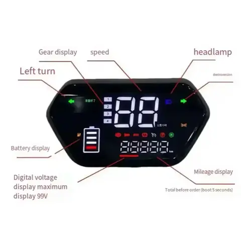 Ecran LCD multifuncțional pentru trotinete și scutere Display multifuncțional cu semnalizare, viteză și nivel baterie