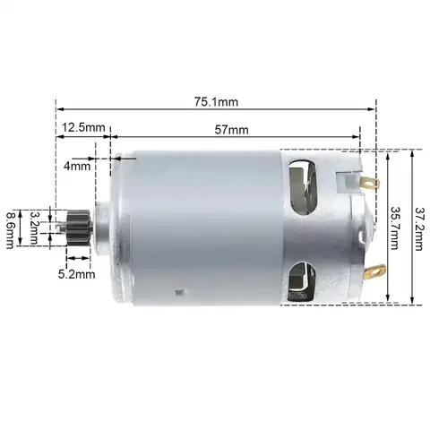 Stejnosměrný motor RS 550 9V 10,8V 12V 12 zubů RC vrtačka šroubovák elektrické auto