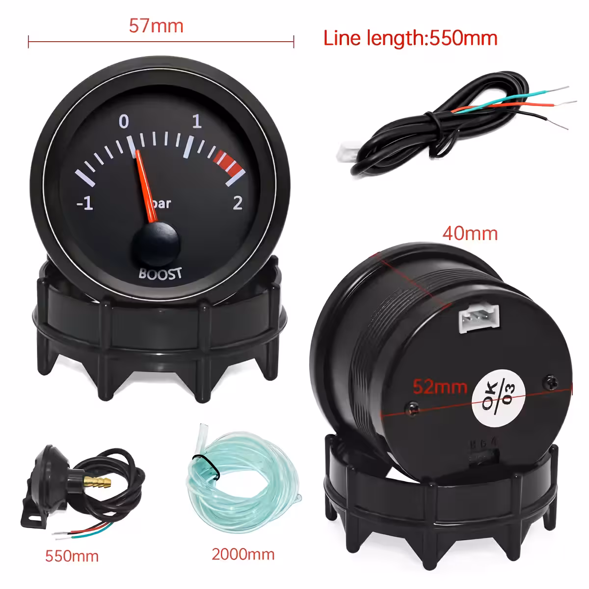 Indicator presiune turbo 52mm Indicator presiune turbo cu diametru 52mm, compatibil suport standard.