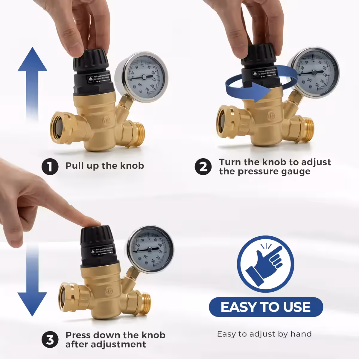 Regulator de presiune apă cu precizie înaltă Regulator cu ajustare fină a presiunii, până la 160 PSI