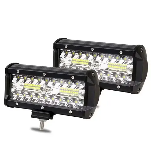 Set LED BAR 7″ cu 80 LED‑uri, fascicul driving beam pentru distanță mare