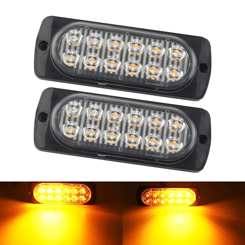 Авто стробоскопи жълти LED 12V–24V – професионални светкавици за решетка, броня, камион, ATV, автомобил
