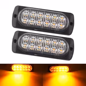 Žltý LED stroboskop do auta, kompatibilný s napätím 12V a 24V, ideálny pre všetky vozidlá