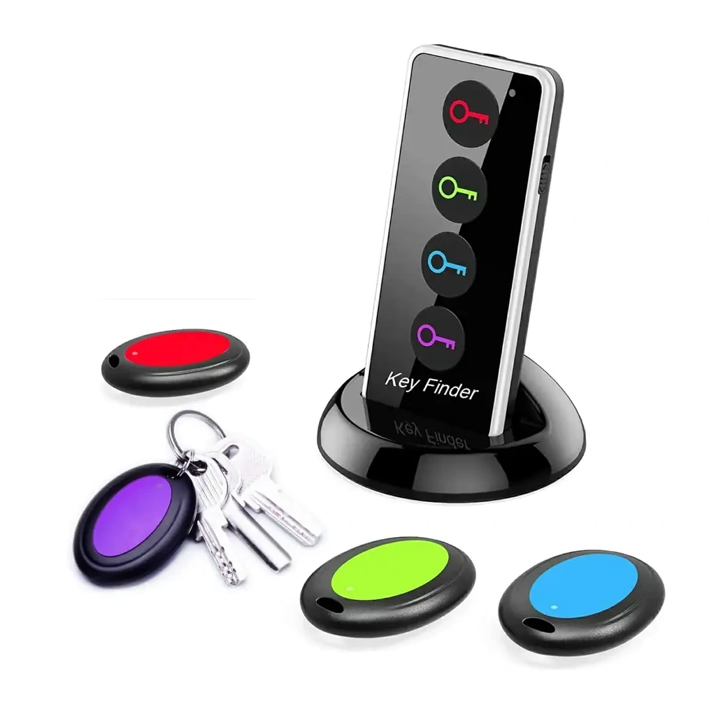 Dispozitiv Localizare Chei cu Telecomandă – Key Finder cu Alarmă Sonoră, 4 Brelocuri Anti-Pierdere