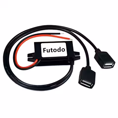 Imagine frontală cu modulul coborâtor de tensiune DC-DC 12V-48V la 5V USB
