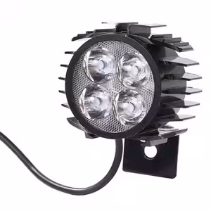 Imagine frontală detaliată a farului LED pentru bicicletă sau trotinetă electrică
