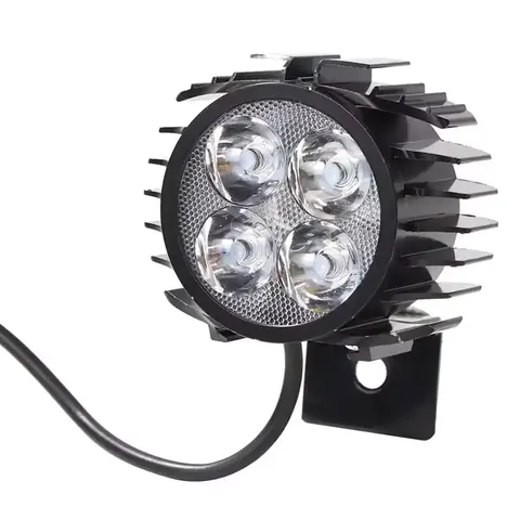 Imagine frontală detaliată a farului LED pentru bicicletă sau trotinetă electrică