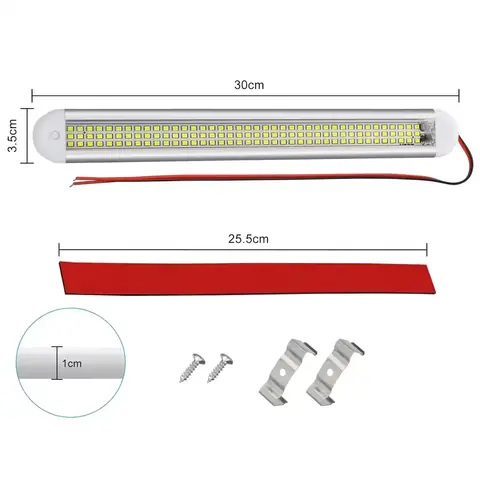 Dimensiuni lampă LED auto – 300x35x10 mm Imagine cu dimensiunile detaliate ale lămpii LED auto: lungime, lățime și grosime