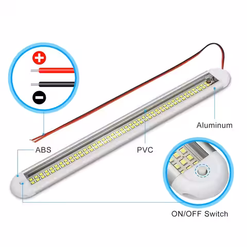 Datablad som visar LED-lampans material: plastkåpa och aluminiumfot