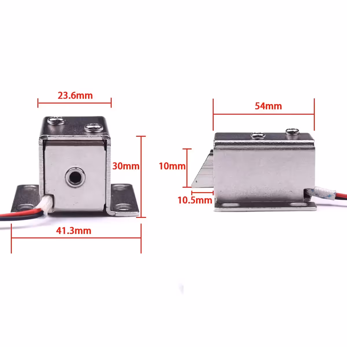 Yală electromagnetică 12V – dimensiuni Dimensiuni ale yalei electromagnetice 12V afișate în imagine