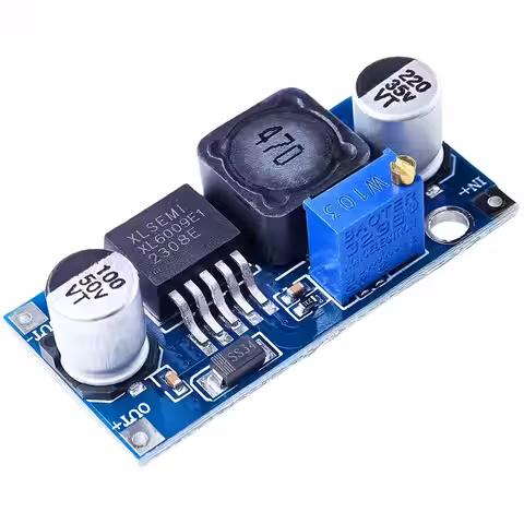 Bild av huvudkomponenterna på XL6009-modulen