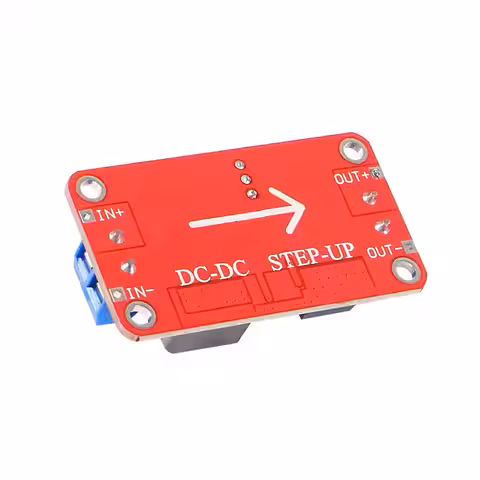 XL6019 DC-DC Boost Converter, bakvy med synliga in- och utgångar