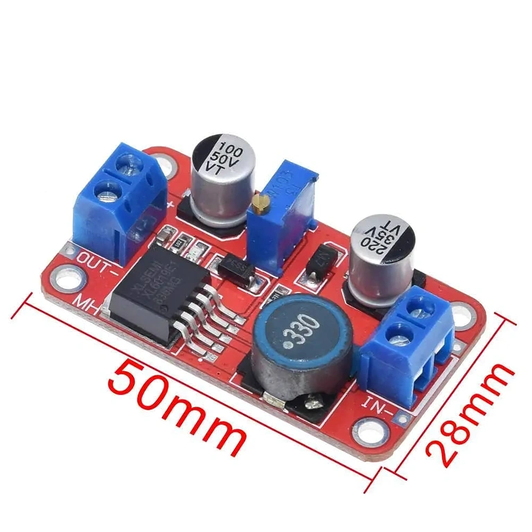 Размери на XL6019 DC-DC Boost Converter: 50 мм x 28 мм x 13 мм, перфектен за интегриране в различни проекти
