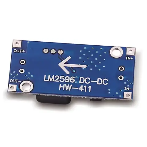 Spatele modulului LM2596S cu componente vizibile