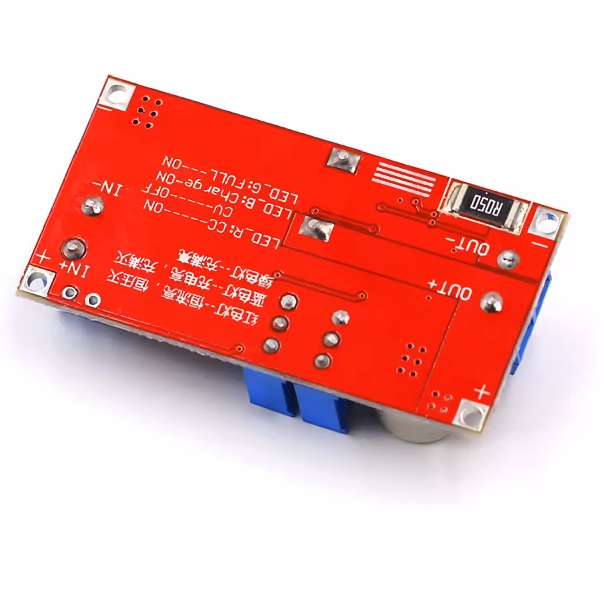 Convertor XL4015 reglabil – vedere din spate Modul buck converter XL4015 reglabil – imagine din spate