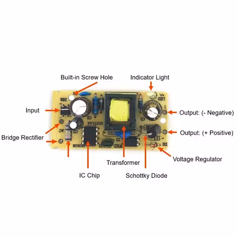 Teknisk information på etikett för 5V strömadapter