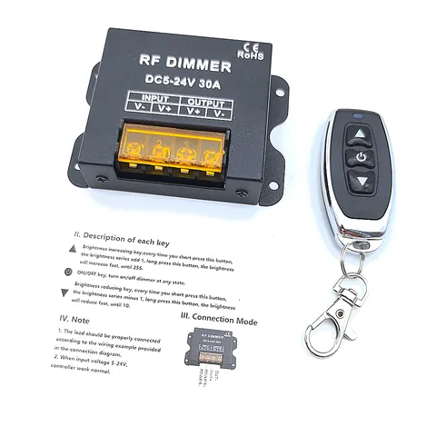 Dimmer bandă LED DC 5-24V cu putere 30A și control wireless