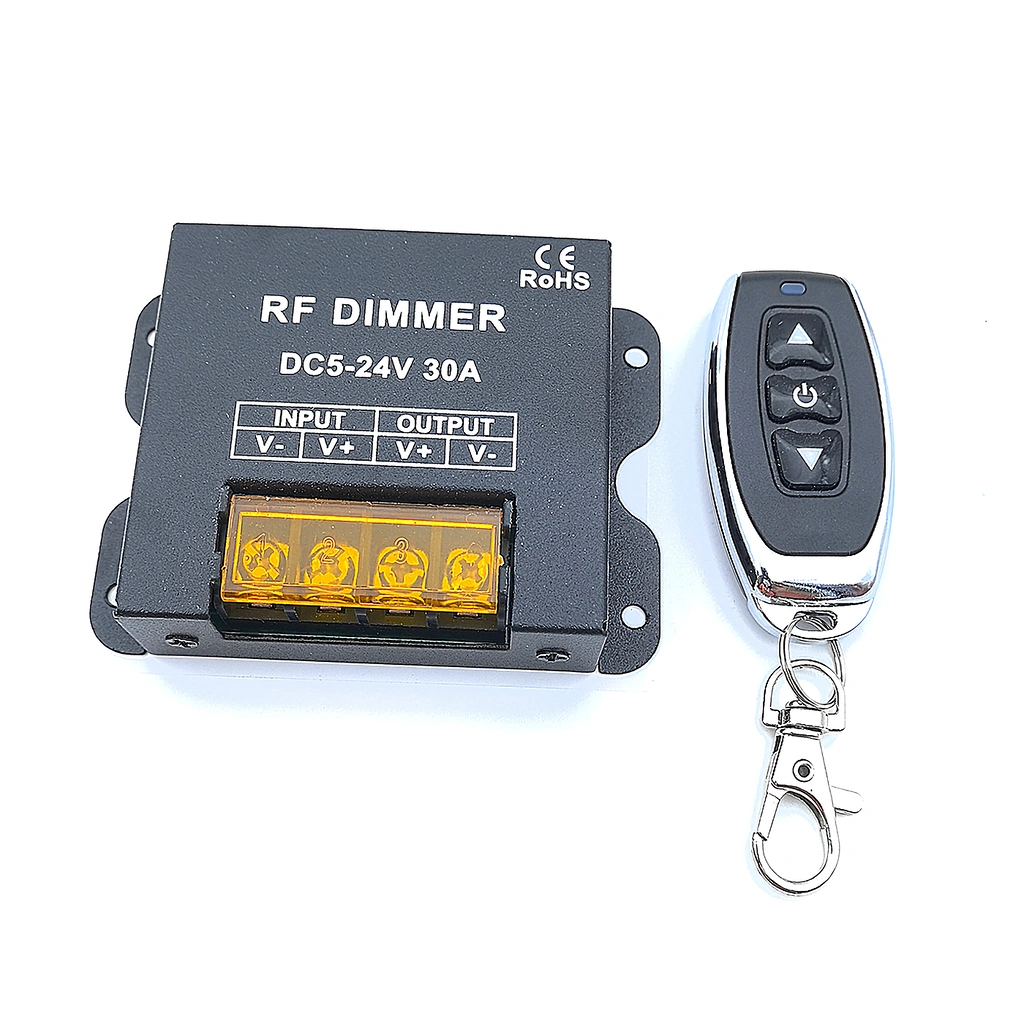 Димер за LED лента 5V 12V 24V 30A с RF дистанционно – DC контролер за монохромни LED ленти